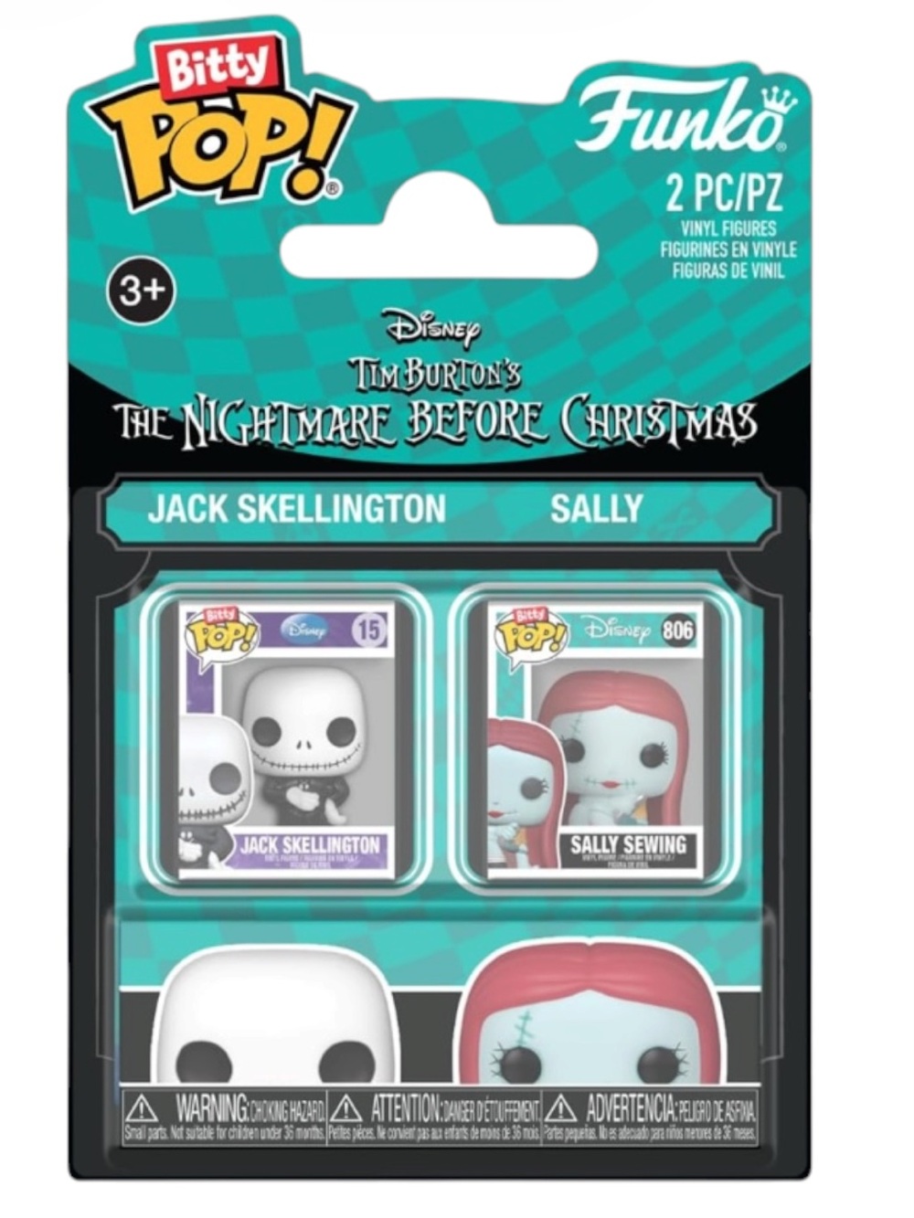 NIB-Funko Bitty POP! Nightmare B4 Christmas Jack Skellington #15 & Sally #806